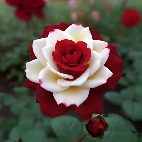 🔥 Rare Red & White Twin Rose 🌹Two Colors, One Stunning Bloom!
